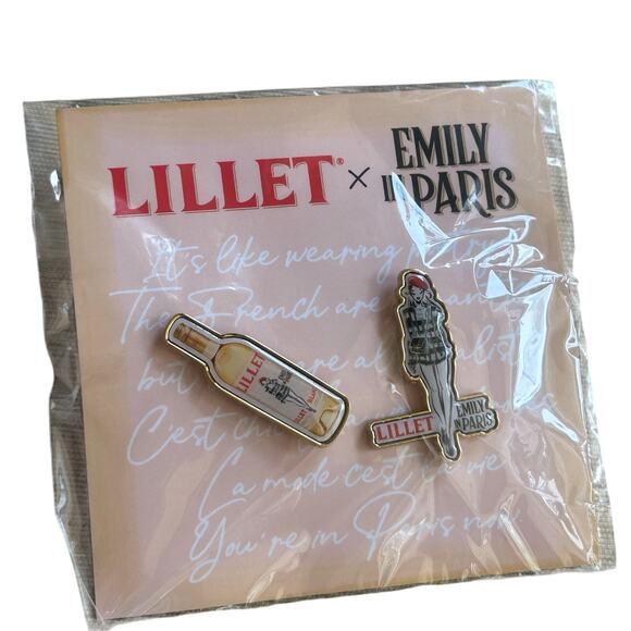 Lillet Blanc French Apéritif Set of Two Enamel Lapel Hat Pins Emily in Paris - Picture 1 of 2
